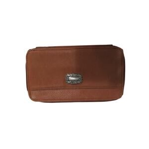 Princess Gardner Cognac Brown Long Wallet Metal Emblem Minimalist Retro Heritage